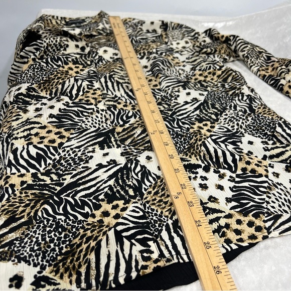 Notations animal print button down leopard tiger xl blouse attached black tank - Picture 12 of 14
